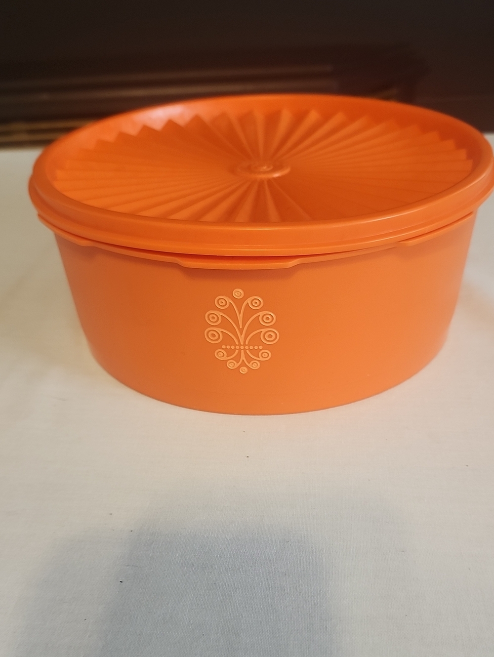 Vintage Tupperware Storage Canister Orange Servalier 2 Qt. 8 Cup 1970